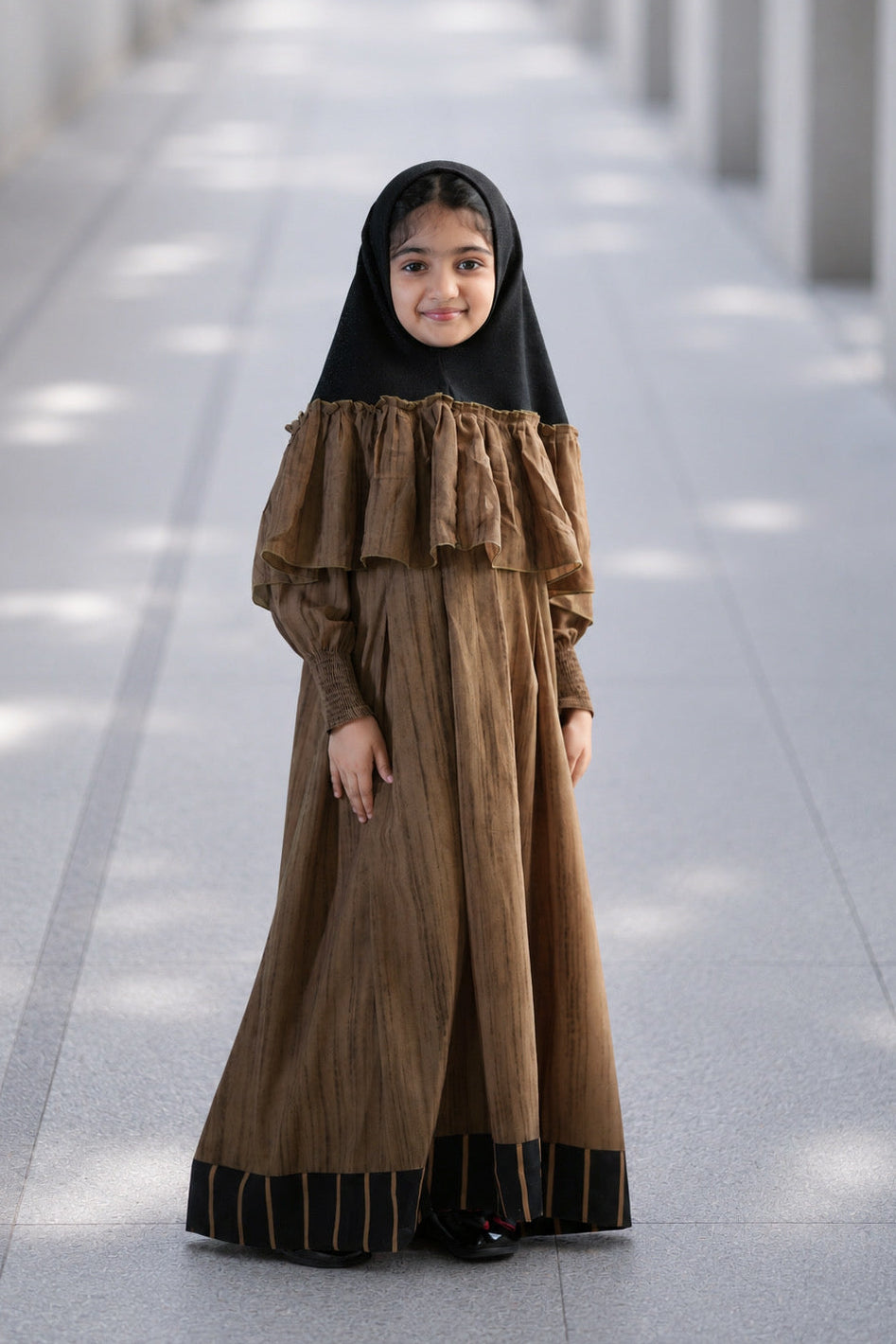 Little Hazel Girls Brown Umrah Abaya & Mommy-Daughter Matching – Modest Collection