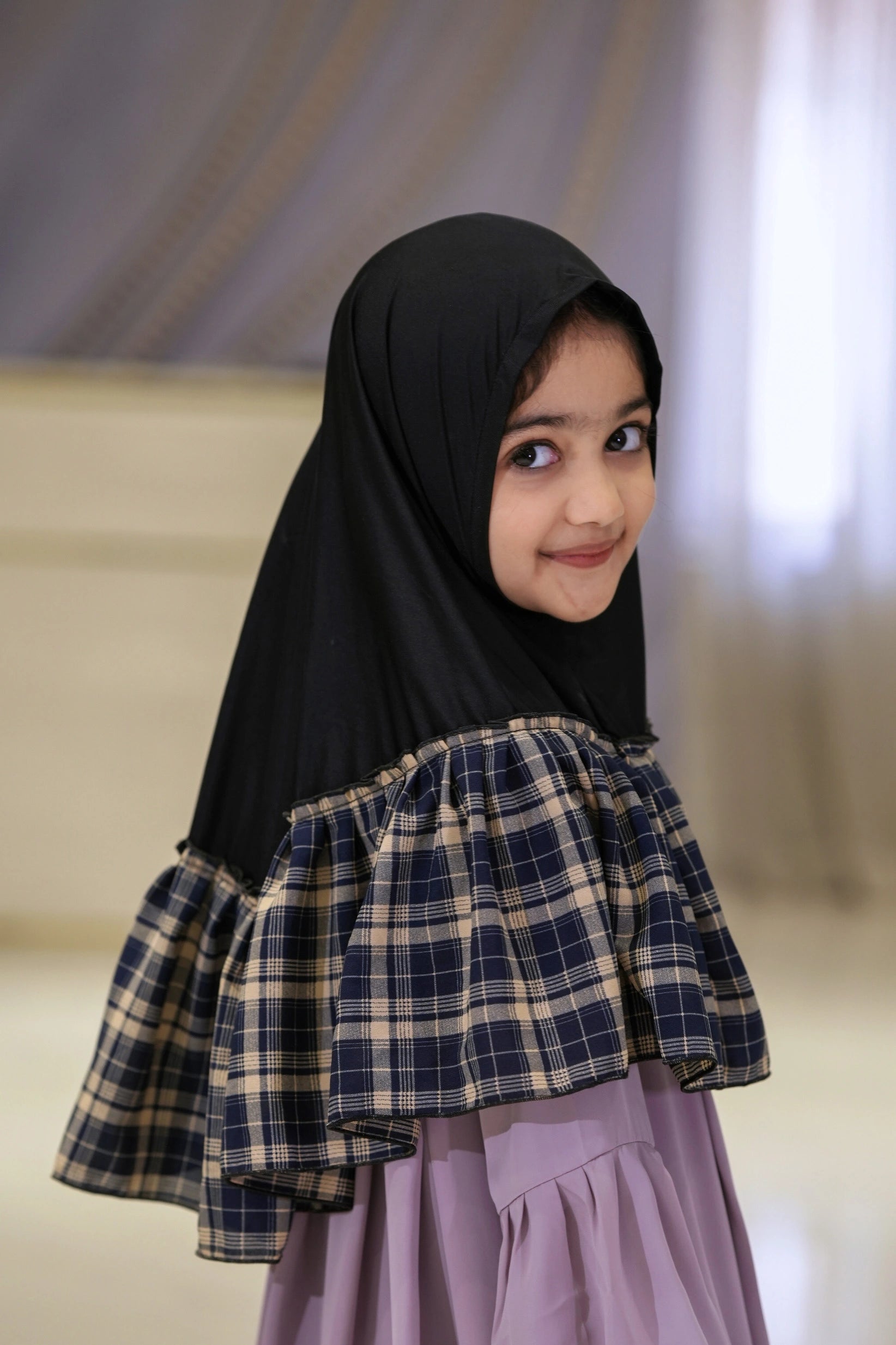 Baby Hijab Plaid Black