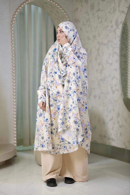 Cotton Khimar Floral Cream