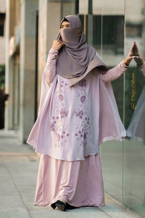 Rasna Cape Dress Pastel Purple - Modest Collection
