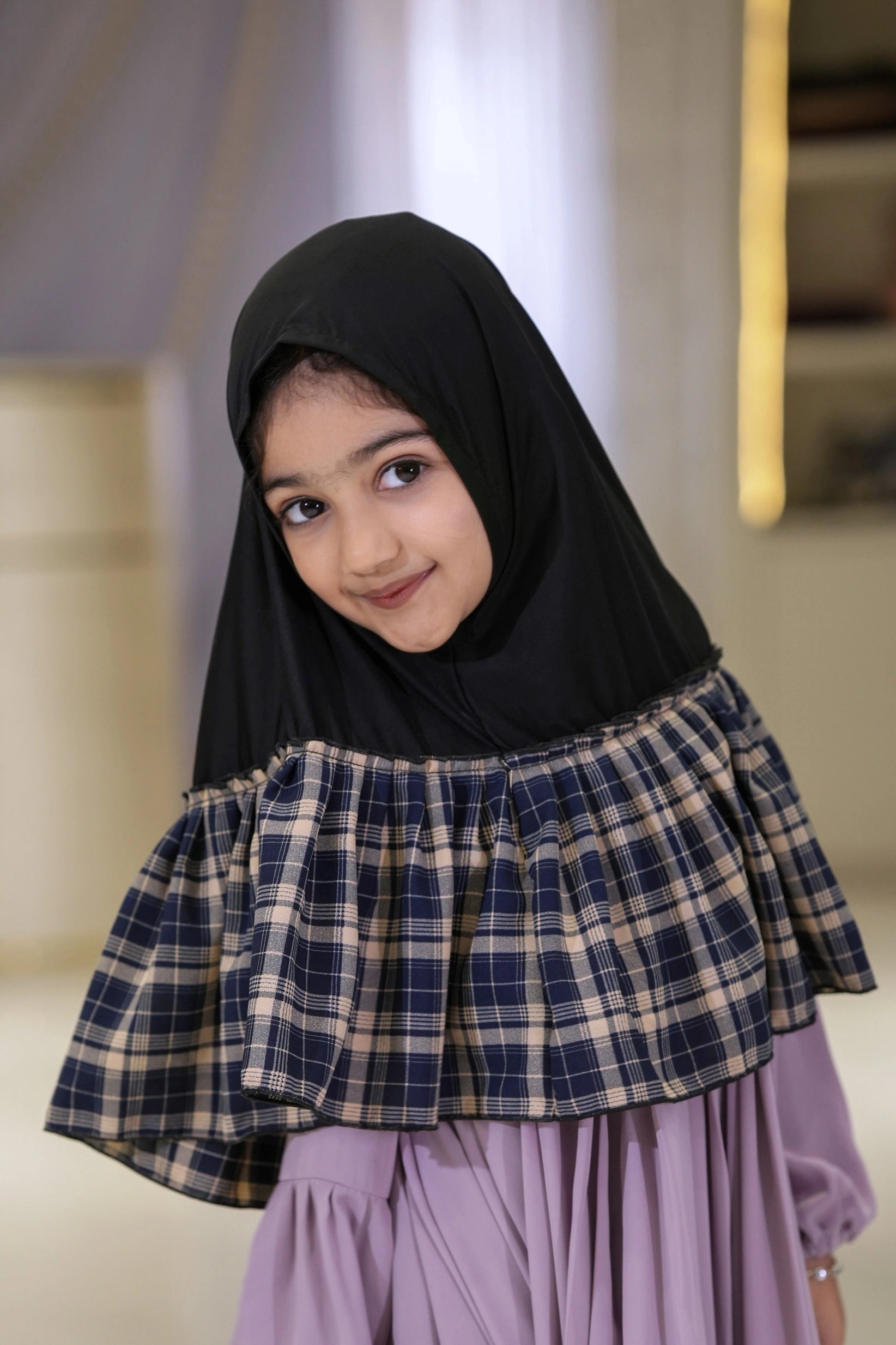 Baby Hijab Plaid Black