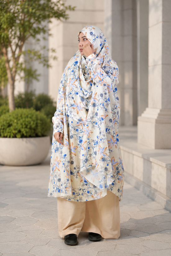 Cotton Khimar Floral Cream