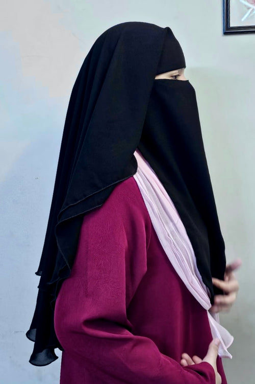 3 Layer Niqab Black