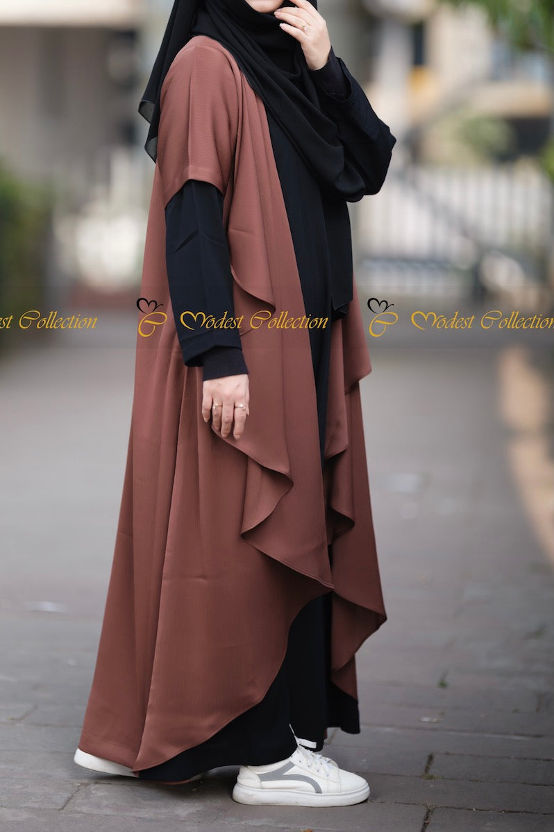Waterfall Shrug Abaya dark brown