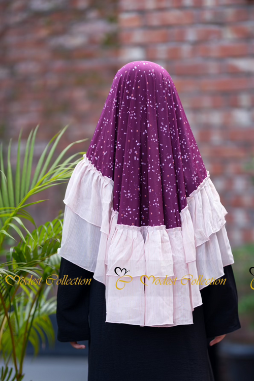 Baby Hijab double frill Purple