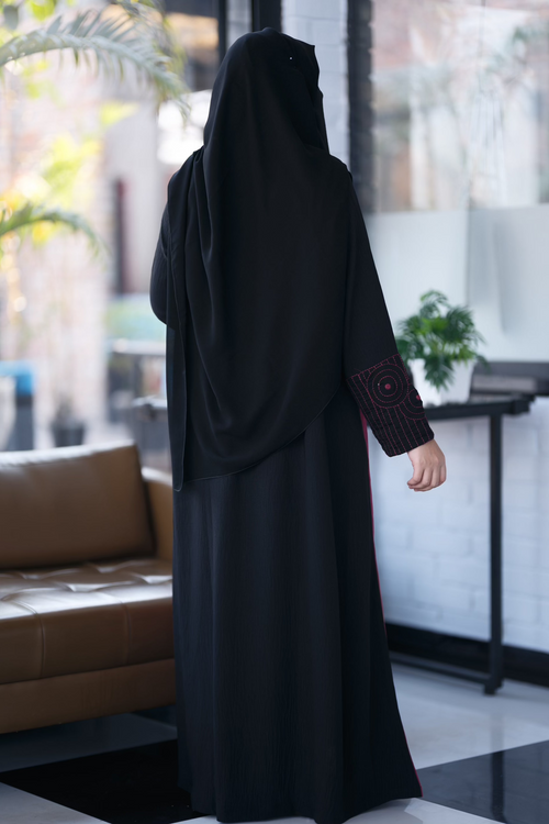 Dual Shade Abaya Magenta-Black