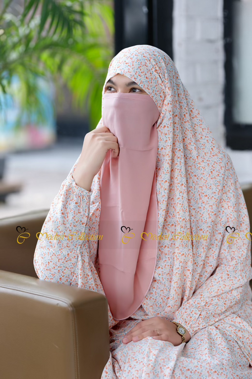 No Niqab French Cut Unjila Jilbab floral Peach