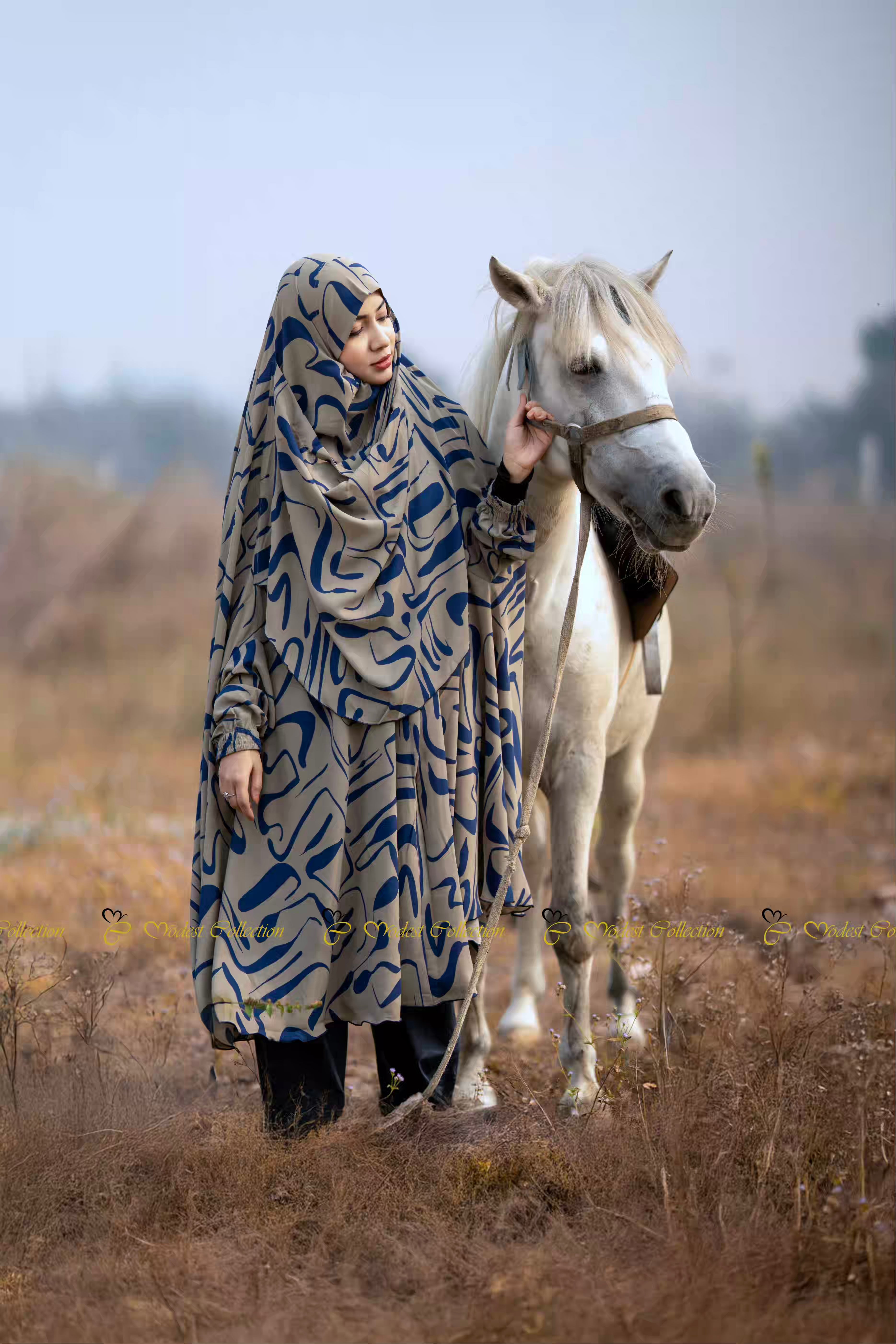 Georgette Khimar Doodle Sand