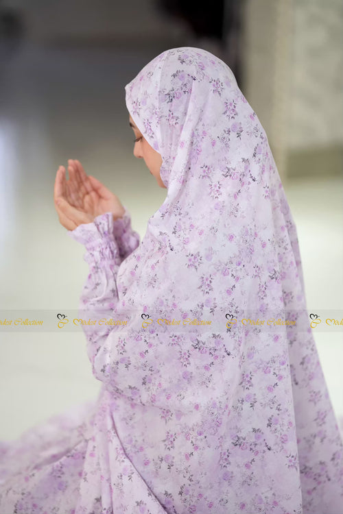 Salat Khimar Printed Lilac