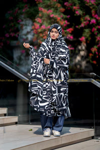 Georgette Khimar Doodle Black