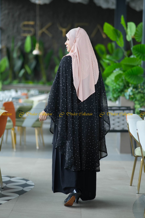 Front opening Cape Polka dot Black