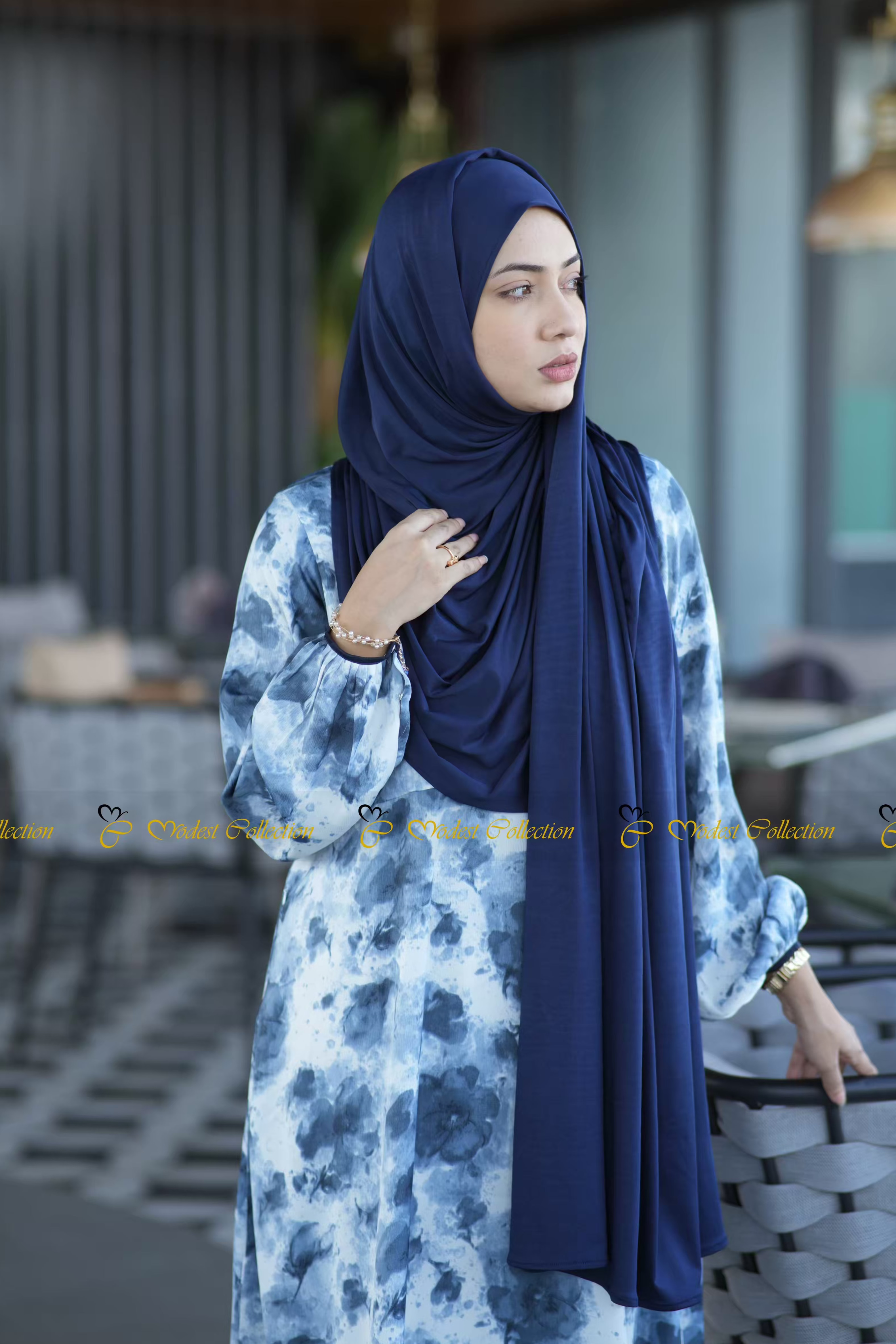 One loop Jersey Hijab Navy