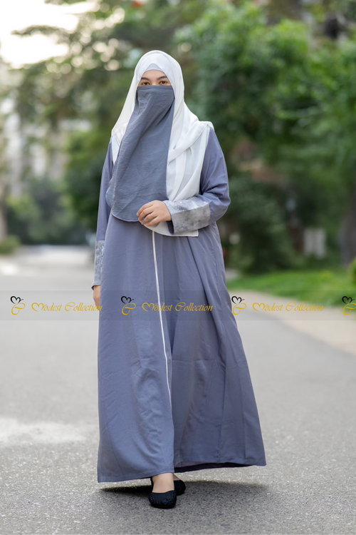 Sequin Abaya Gray