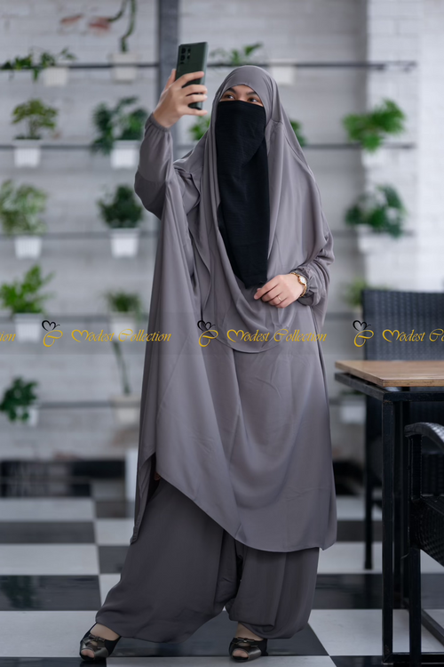 أمايا نقاب مرفق جلباب حجري أزرق