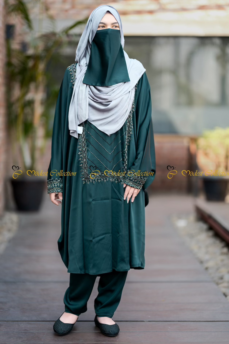 Artisan Embellished Top Salwar set Emerald