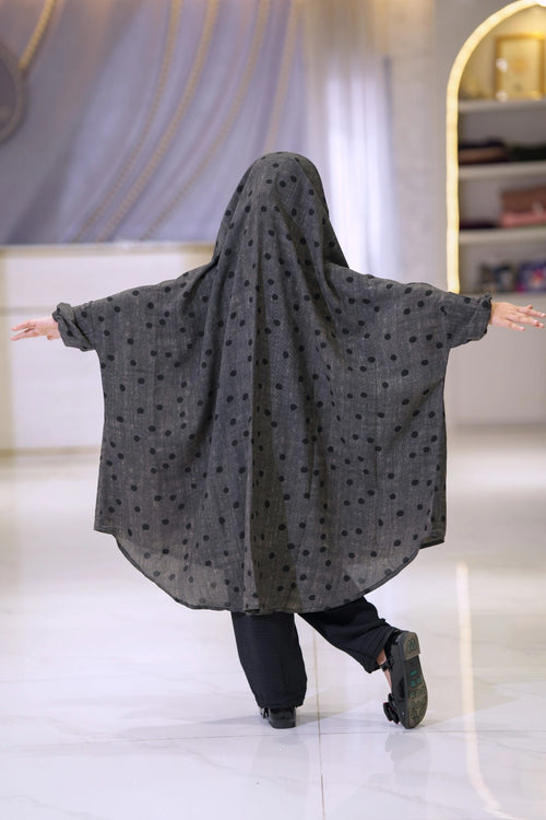Back view of oversized baby khimar for girls in lightweight georgette fabric, comfortable modest wear for summer
