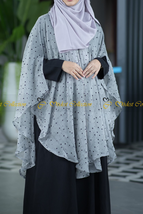 Front opening Cape Polka dot Ash