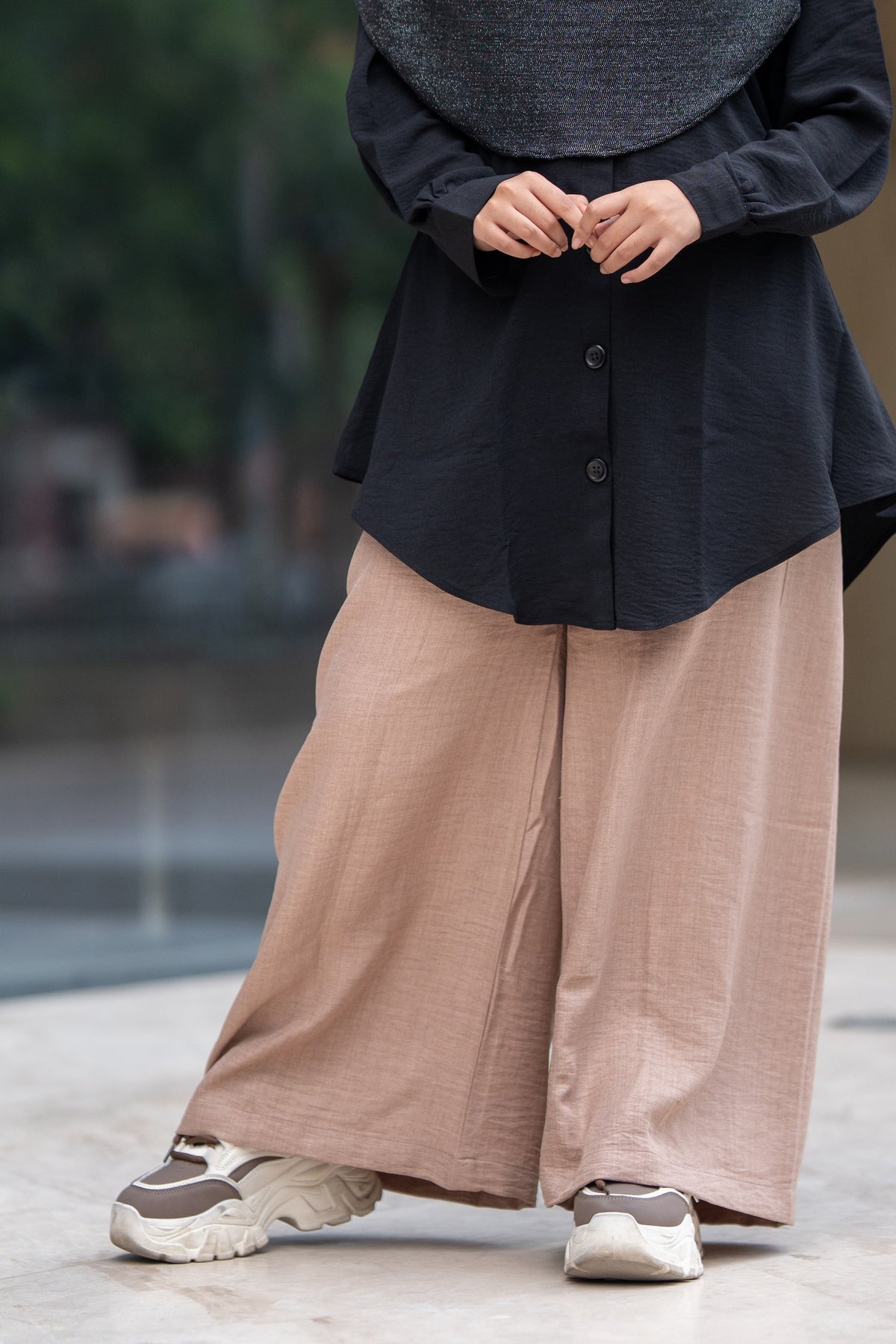 Remie Cotton Formal Pants in Beige - Front View