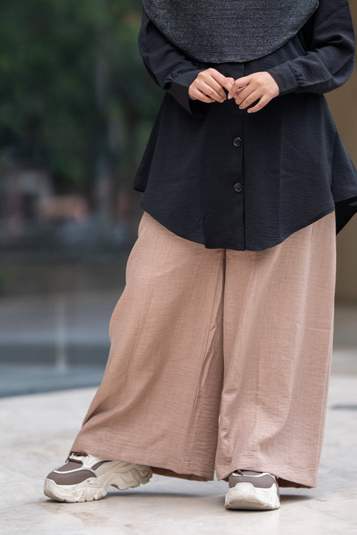 Remie Cotton Formal Pants in Beige - Front View