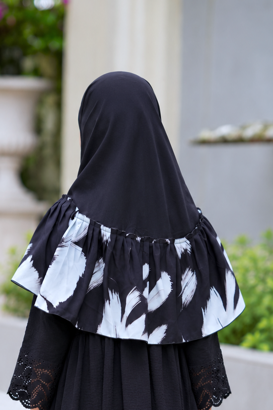 Baby Hijab Floral Black