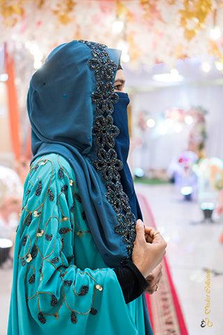 Bridal scarf prussian blue - Modest Collection