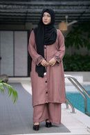 Front-open Mocha Calligraphy Vest featuring a mandarin collar