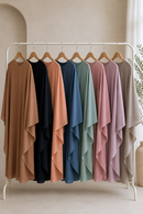 Round neck side-open cherry fabric kaftan in one size, featuring a 42-inch length, ideal for summer and maternity wear.