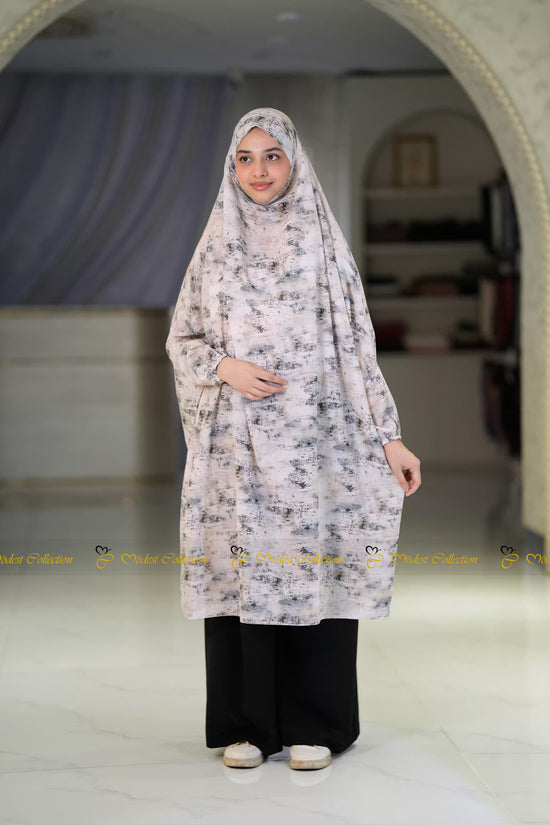 Cotton Unjila Jilbab Marble White