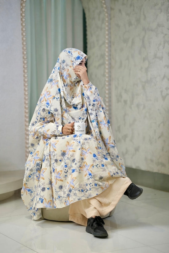 Cotton Khimar Floral Cream