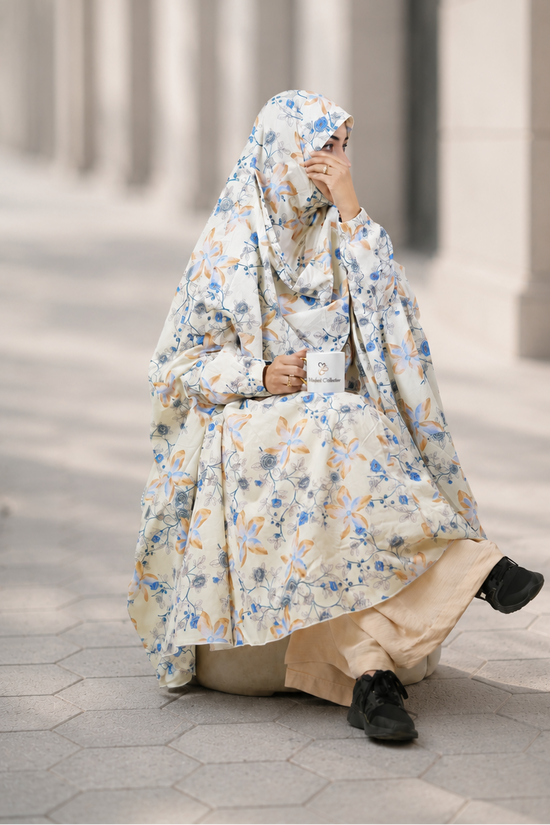 Cotton Khimar Floral Cream