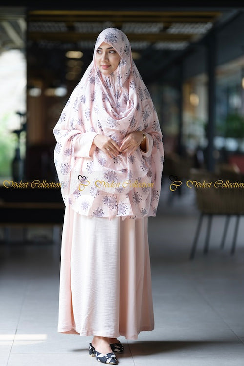 Cotton Short Khimar Peach