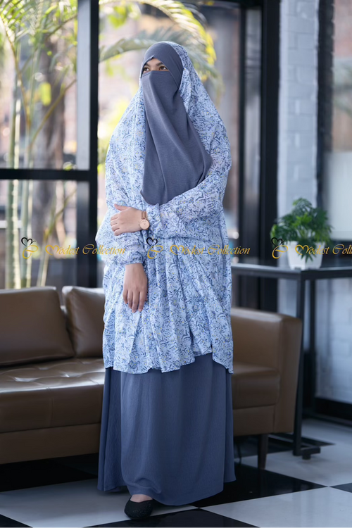 Cotton Prayer Jilbab Floral White