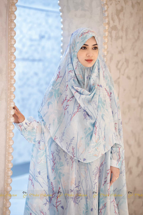 Cotton Khimar with pockets Pastel Sky