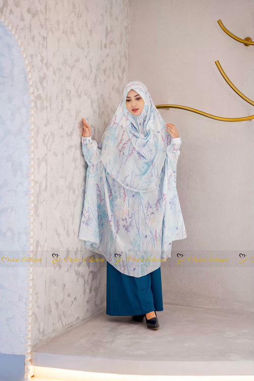 Cotton Khimar with pockets Pastel Sky