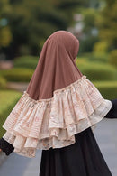 Kids Hazel Layer Hijab with soft nylon jersey cap and layered printed chiffon frills