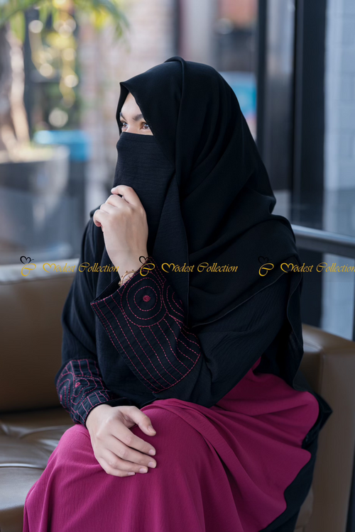 Dual Shade Abaya Magenta-Black