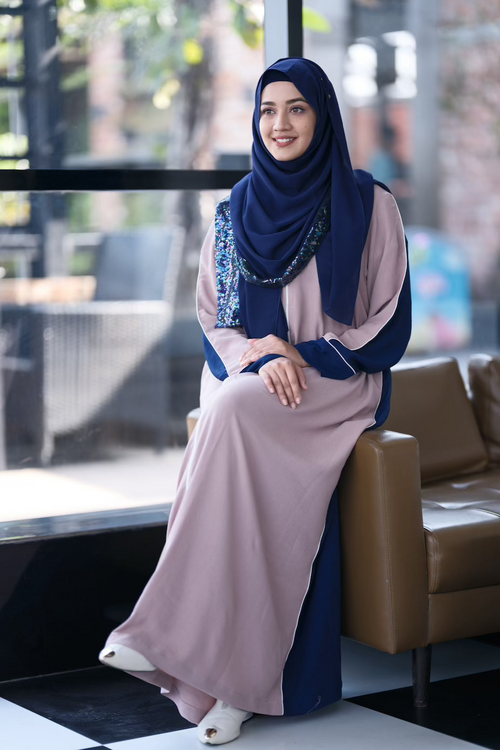 Dual Shade Abaya Umber-Navy