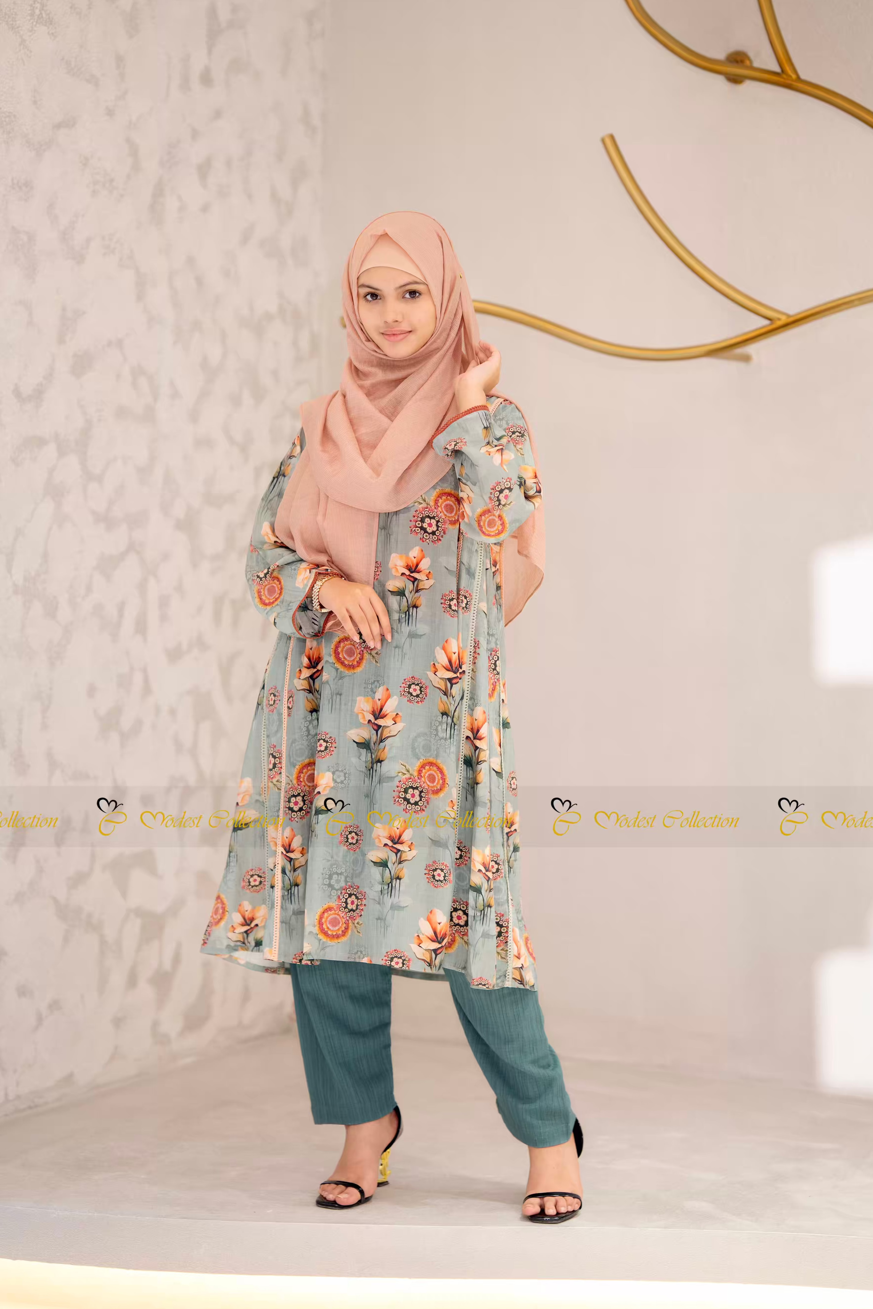 Cotton Ethnic Kurti sea green