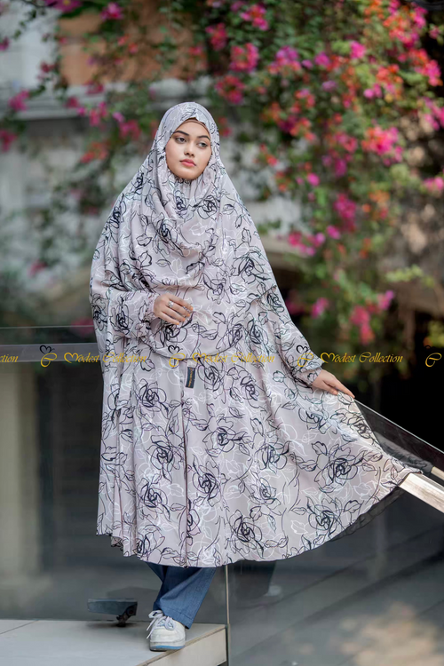 Georgette Khimar Doodle Mauve