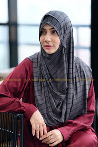 Instant hijab Striped Ash