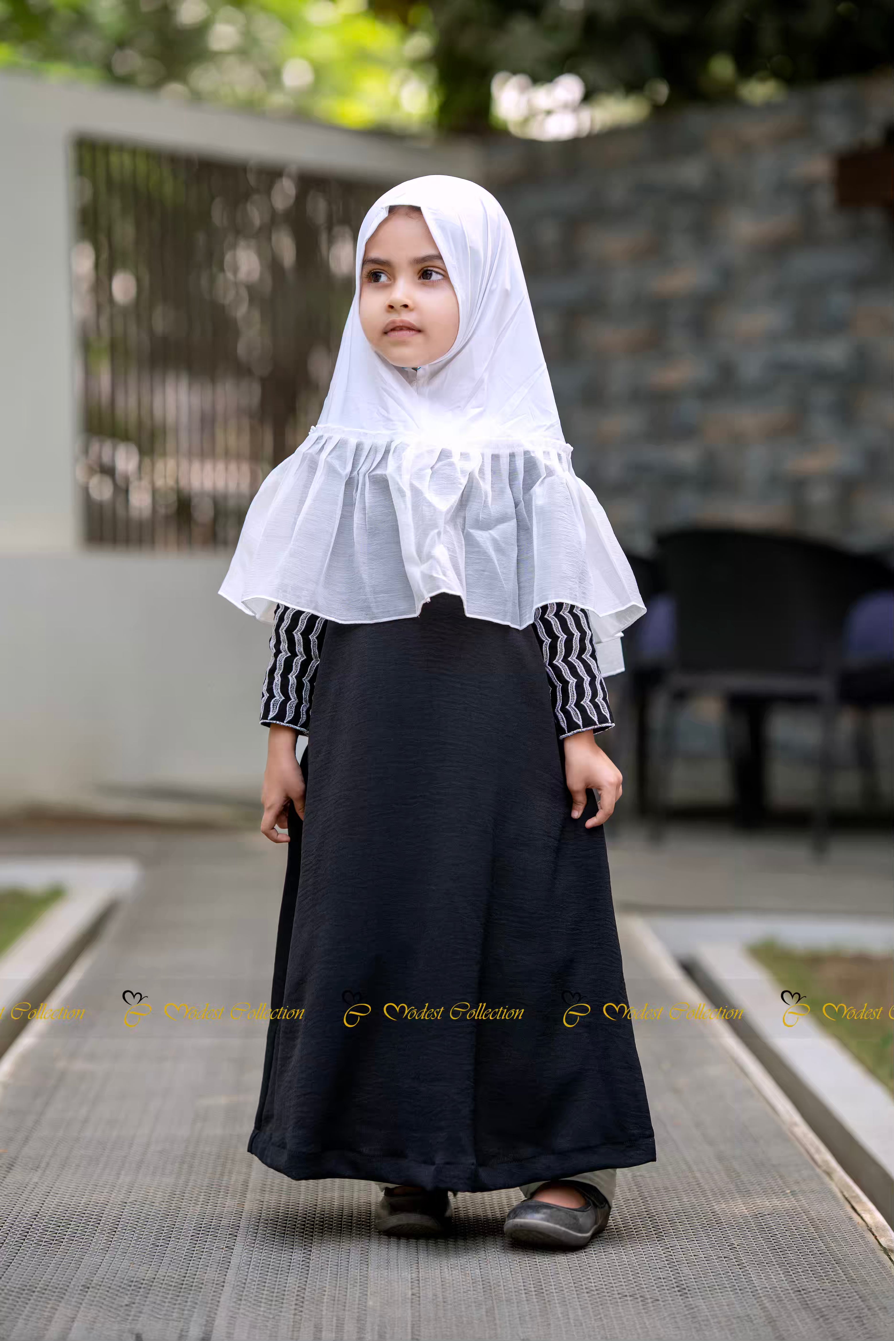 Little Girl's Keffiyeh Abaya Black