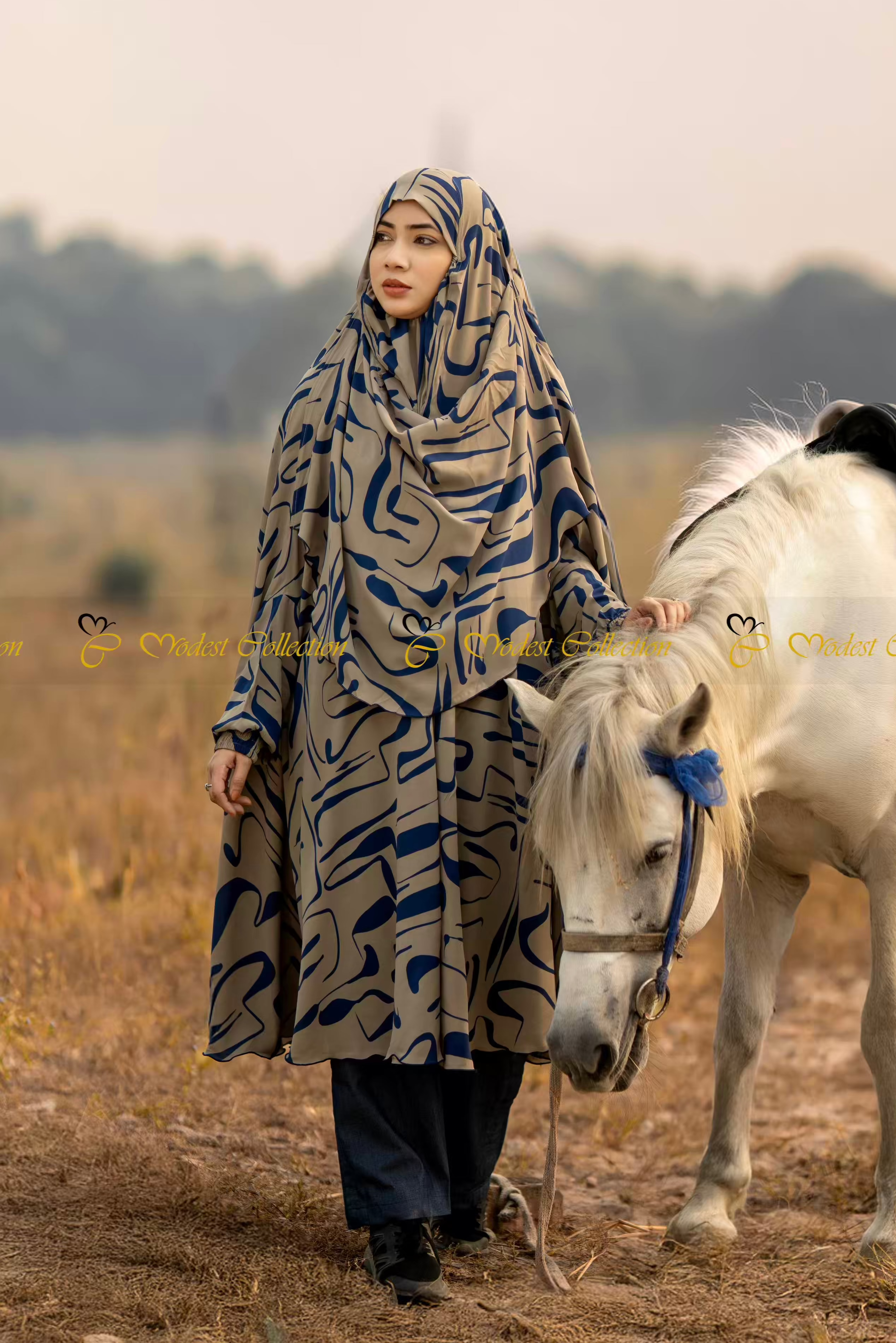 Georgette Khimar Doodle Sand