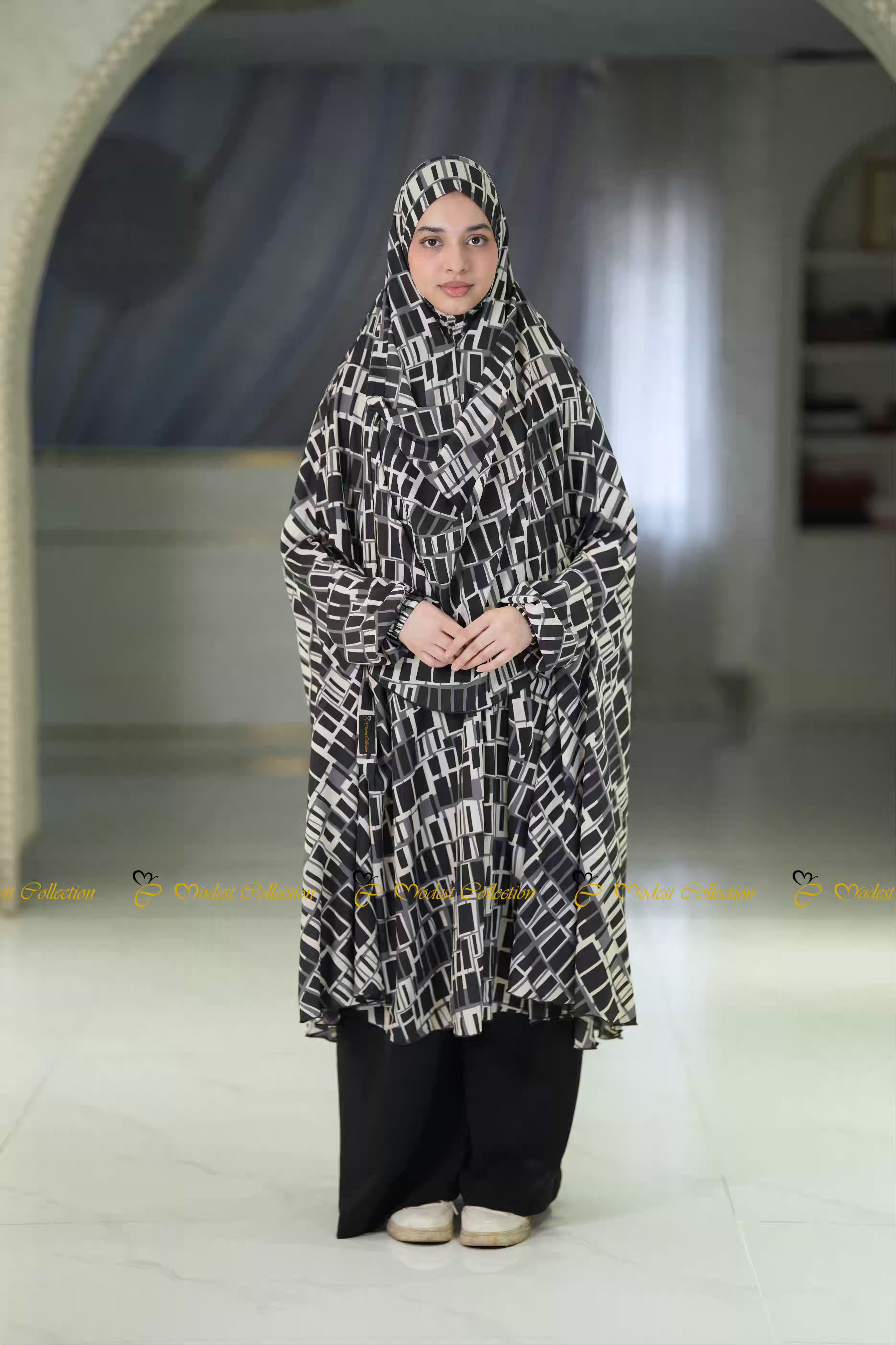 Georgette Khimar Mosaic Print
