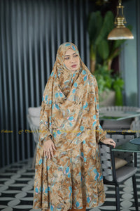 Georgette Khimar with Pockets Printed Golden
