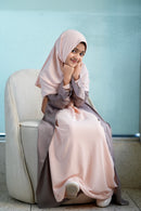 Detailed front view of the bespoke Little Serene Abaya Set showcasing its elegant layered design for children.