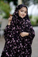 Close-up of comfortable thin elastic sleeves and lightweight breathable georgette fabric on the Bareerah Jilbab Bloom kids collection by Modest Collection.