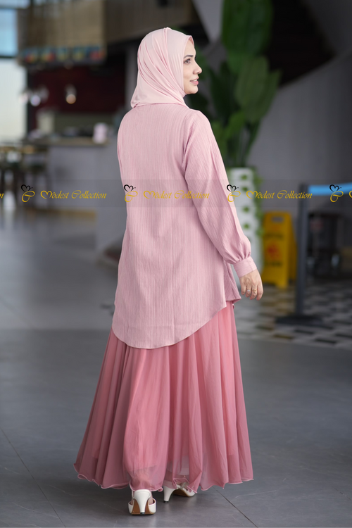Rafia Top Dusty Pink