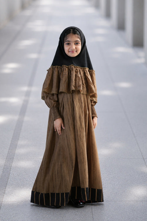 Mommy and daughter matching little hazel brown abaya set
