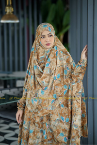Georgette Khimar with Pockets Printed Golden