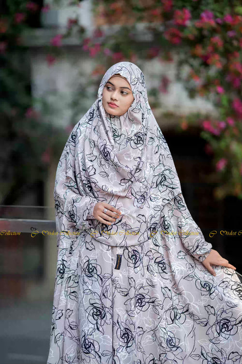 Georgette Khimar Doodle Mauve